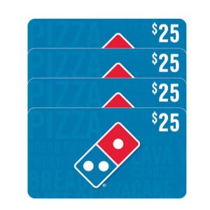 Domino's 价值$100 ($25X4张) 礼卡