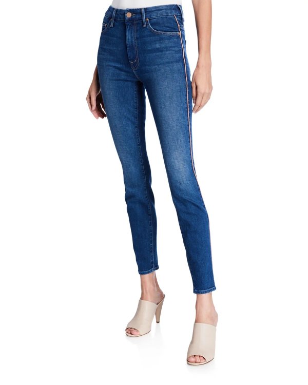 Looker High-Waist Ankle Skinny with Metallic Stripes