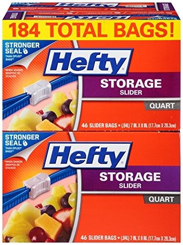 Slider Storage Bags - Quart Size, 4 Boxes of 46 Bags (184 Total)