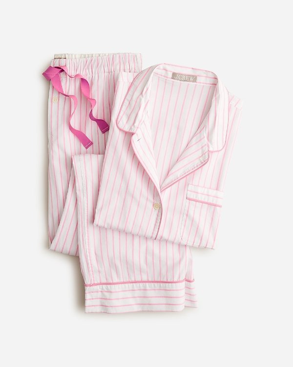 Long-sleeve cotton poplin pajama set in stripe