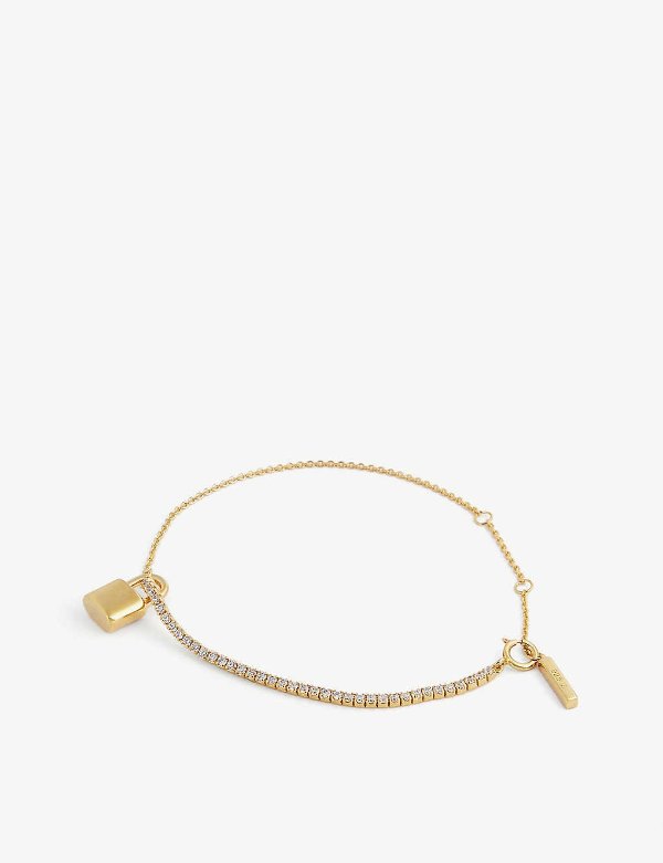 Lock 18ct gold-plated sterling silver and zirconia bracelet
