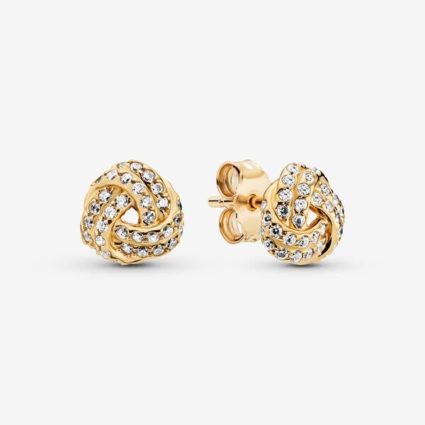Sparkling Love Knot Earrings | 18k Gold