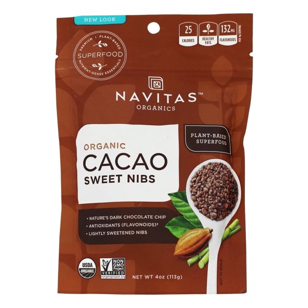Navitas Naturals Cacao Nibs, Organic, Sweet, Raw, 4 Oz, 4 Oz, Pack Of 12