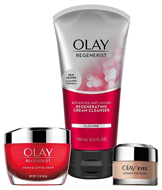 Face Wash by Olay Anti-Aging Skincare Kit with Regenerist Cleanser, Moisturizer & Eye Cream