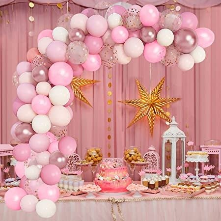 梦幻粉色派对气球装饰品105件套