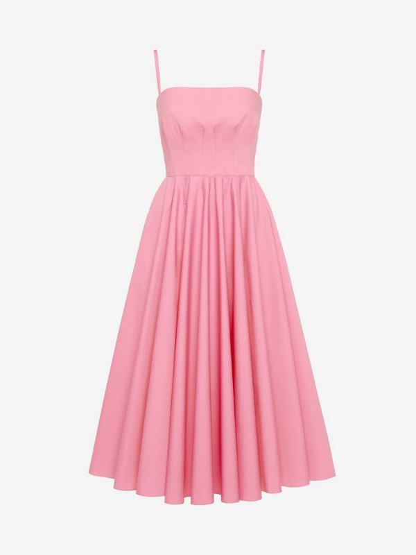 Women's Pleated Corset Dress in Psychedelic Pink