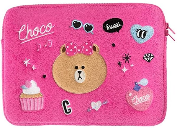 Laptop Sleeve - Character Patch Design Tablet and Notebook Carrying Case and Cover, Pink
