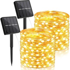 TOBUSA Outdoor Solar String Lights Waterproof 144Ft, 2-Pack