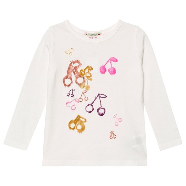 Cream Multi Colour Cherries Print Long Sleeve T-Shirt | AlexandAlexa