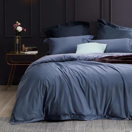 Cotton Satin 4-Piece Bedding Set with Duvet Cover - Queen/King - Fitted/Flat