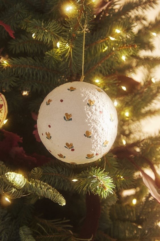 FLORAL PAPER CHRISTMAS BALL ORNAMENT