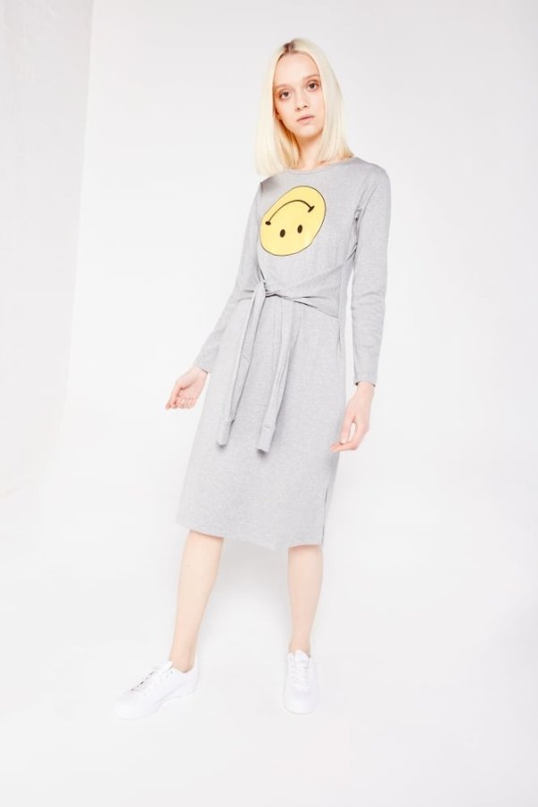 WD7 Midi Wrap Dress With Emoji
