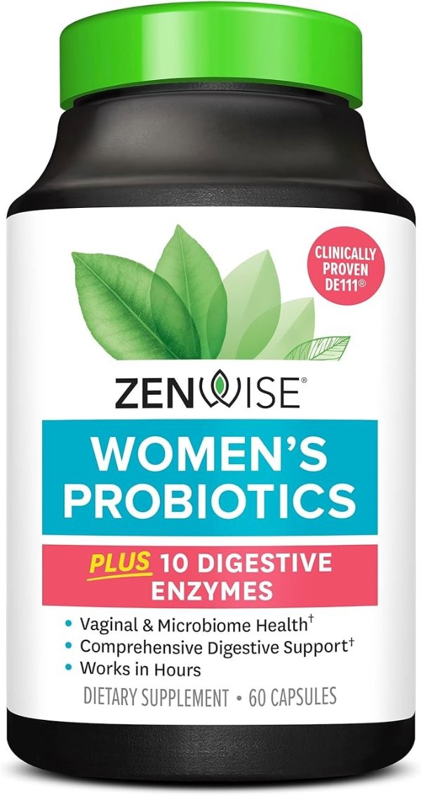 Zenwise Probiotics for Women – Probiotics + Prebiotic + Digestive Enzymes for Vaginal Health,Daily Gut Flora Health, and Gas, Bloating and Irregularity for Optimal Digestive Health Wellness (60 Count)
