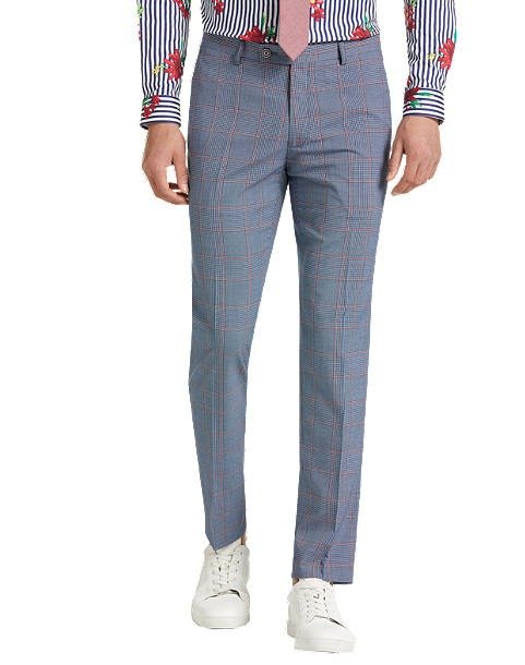 Skinny Fit Suit Separates Slacks, Blue and Red Windowpane Plaid - Men's Suits | Men's Wearhouse