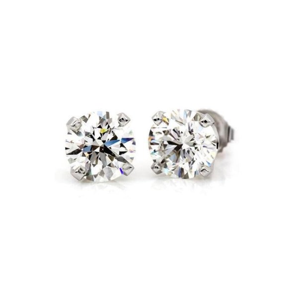 1/5 Carat Round Diamond Stud Earrings in 14K White Gold (I-J,I2-I3)