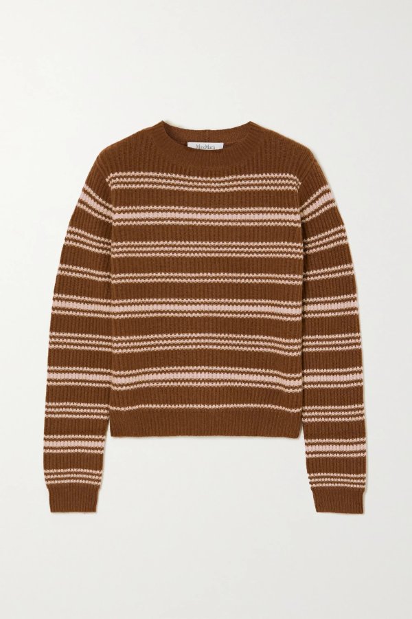 Teano striped ribbed wool and cashmere-blend sweater