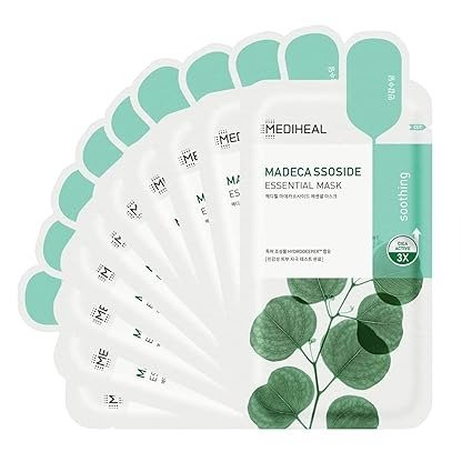 Best Korean Sheet Mask - Madecassoside Essential Face Mask 10 Sheets For Sensitive Blemish Prone All Skin Types Hydrating Moisturizing Calming Soothing