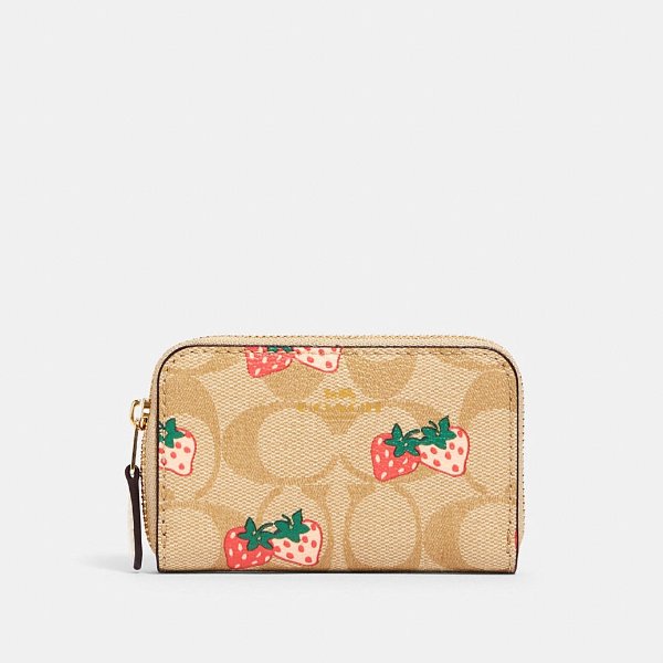 Zip Around Coin Case in Signature Canvas With Strawberry Print