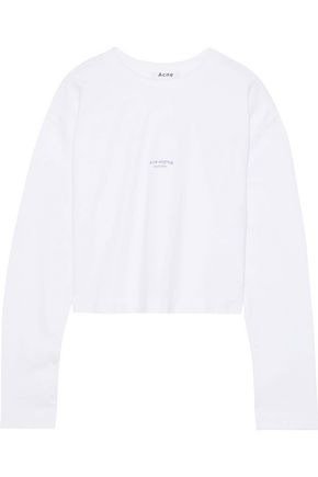 Odice cropped printed French cotton-terry sweatshirt