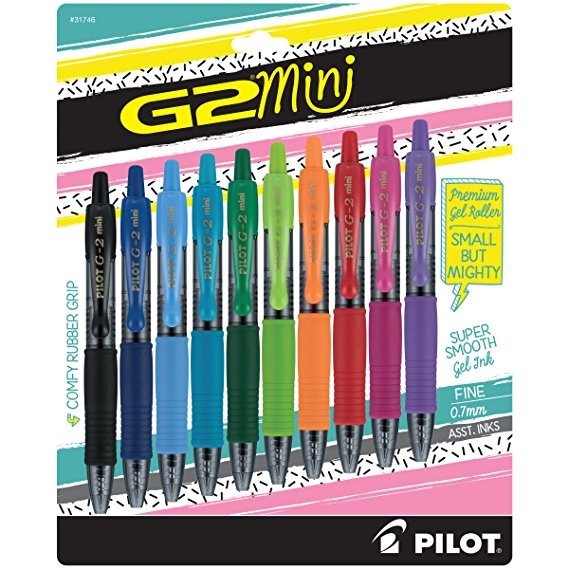 G2 Mini Premium Retractable Gel Ink Rolling Ball Pens, Fine Point, Assorted Ink Colors, 10-Pack (31746)
