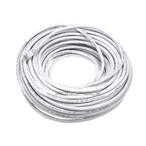 Monoprice Cat6 Ethernet Patch Cable - Snagless RJ45, Stranded, 550Mhz, UTP, Pure Bare Copper Wire, 24AWG, 100ft, White