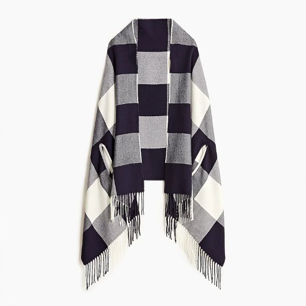 Plaid cape-scarf
