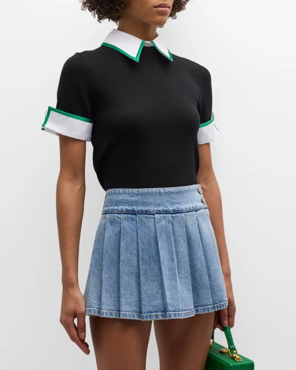 Aster Short-Sleeve Collared Pullover with Cuffs