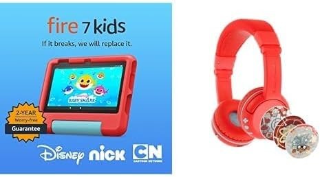 Fire 7 Kids Tablet (16GB, Red) + Kids Headset