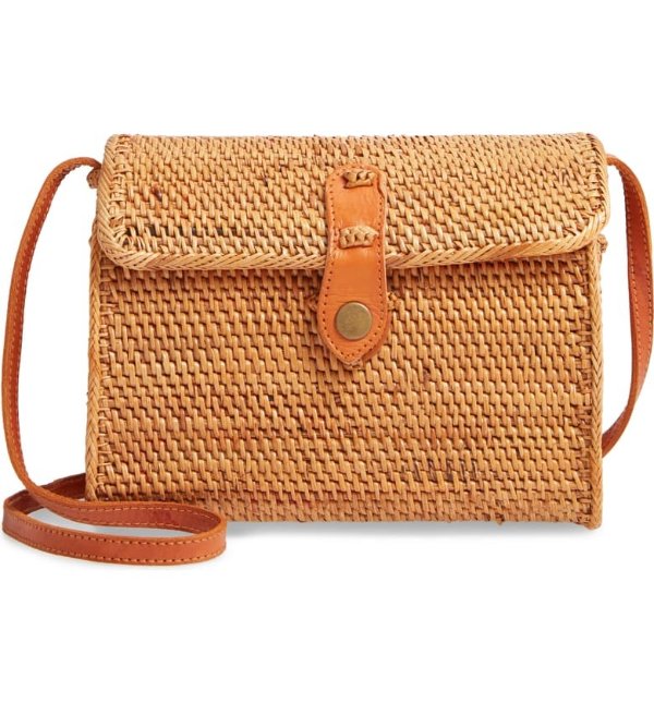 Anderson Structured Rattan Flap Crossbody Bag
