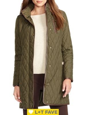 Faux Leather Trim Quilted Jacket