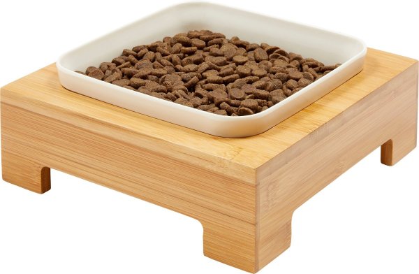 Square Melamine Dog & Cat Bowl with Bamboo Stand, 5.5 Cups - Chewy.com