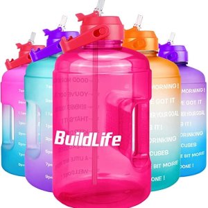 BuildLife 1加仑大容量水瓶 带时间标记和手机支架