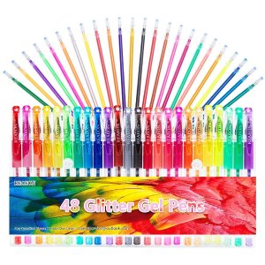 Reaeon Glitter Gel Pens Set 24 Colored Glitter Pen