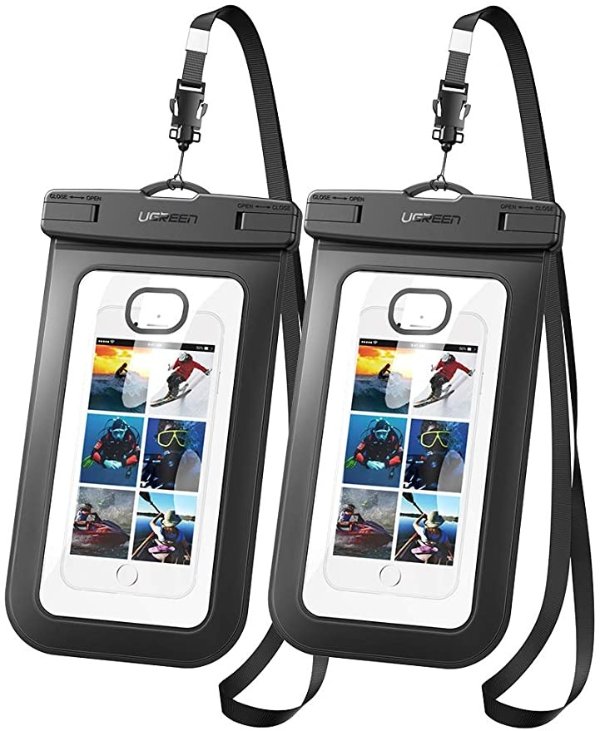 Universal Waterproof Case 2 Pack Cell Phone Pouch Dry Bag Compatible for iPhone 11 Pro Max, iPhone SE 2020, iPhone X XR XS 8 Plus 7 6S 6 5, Samsung Galaxy S20 S10 S9 S8 Plus Note 8 S7 Edge S6
