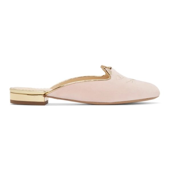 - SSENSE Exclusive Pink Velvet Kitty Slippers