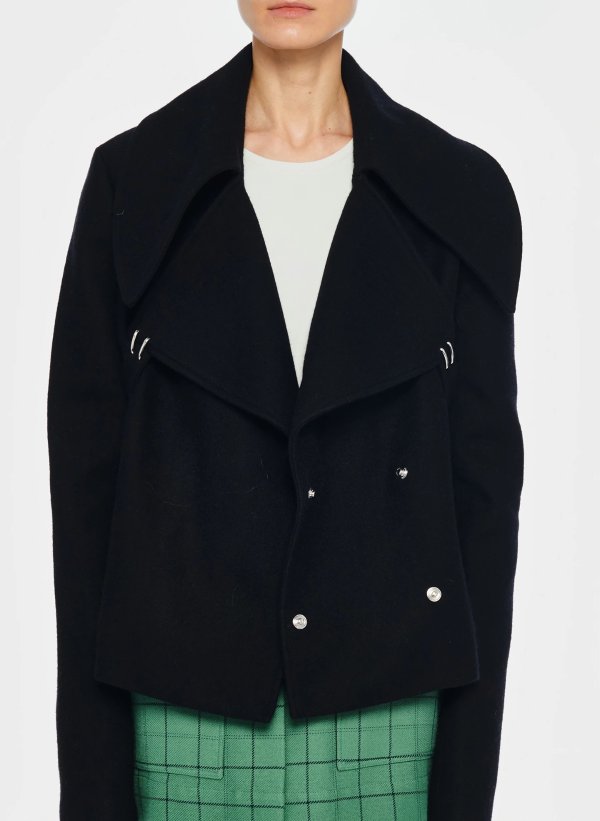 Recycled Wool Cropped Peacoat