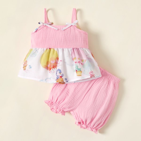 Care Bears Baby Girl 2-piece Balloon Sky Cotton Tank Top and Shorts Sets