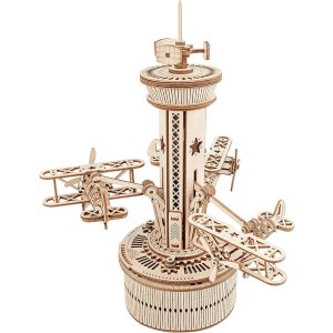 RoWood Music Box 3D Wooden Puzzles for Adults Teens, Air-Control Tower