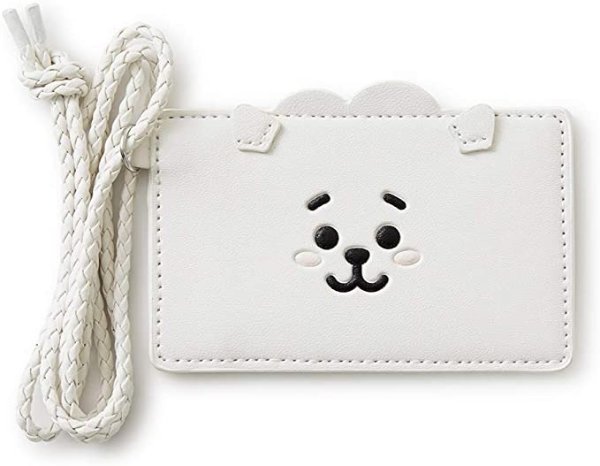 RJ Character Badge Holder ID Card Wallet with Lanyard for Office School, White