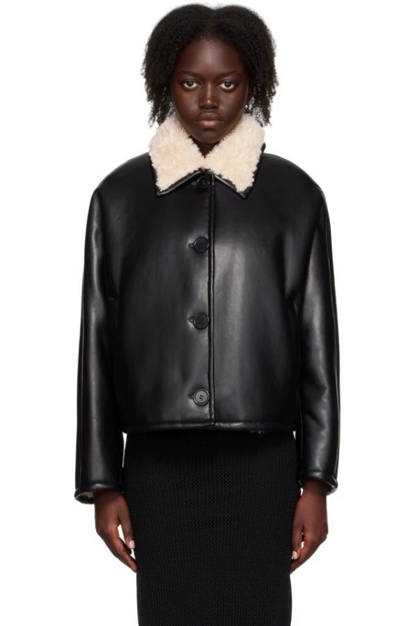 Black Amelie Faux-Leather Jacket