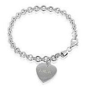 Personalized Sterling Silver Heart Rolo Bracelet 7.5"