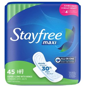 Stayfree 超长柔软卫生巾 45片