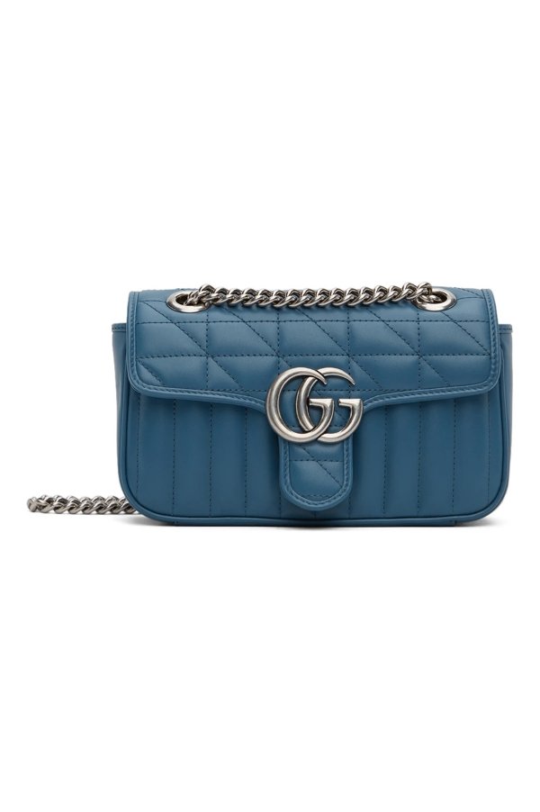 Blue Mini GG Marmont Shoulder Bag