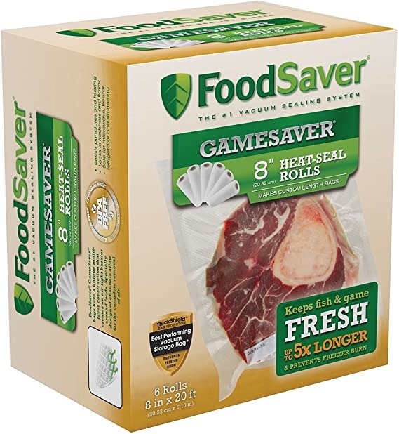 GameSaver 8" x 20' Vacuum Seal Long Roll with BPA-Free Multilayer Construction, 6 Pack