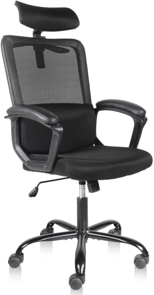 Milemont Office Chair, High Back Ergonomic Mesh Desk Office Chair with Padding Armrest and Adjustable Headrest Black