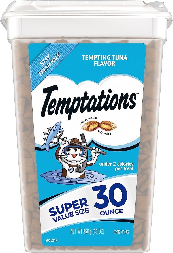 Classic Crunchy and Soft Cat Treats, Tempting Tuna Flavor, 30 oz. Tub