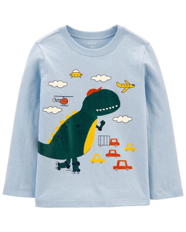 小童恐龙图案T恤