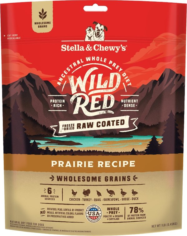 Wild Red 干包裹全谷物高蛋白狗粮禽类配方 1磅