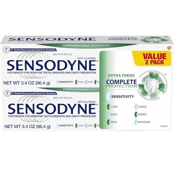 Complete Protection Sensitivity Toothpaste for Sensitive Teeth, Extra Fresh, 3.4 ounces (Pack of 2)