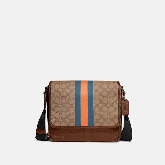 Thompson Small Map Bag In Signature Jacquard With Varsity Stripe